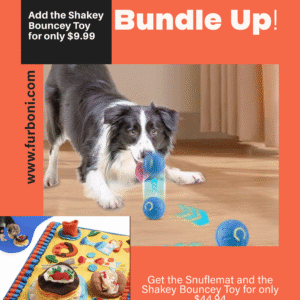 Keep your dog relaxed and entertained with this enrichment power combo! Includes our best-selling Snuffle Mat and the Shakey Bouncy Toy. Bonus: Comes with a free eBook of 10 brain games your pup will love!